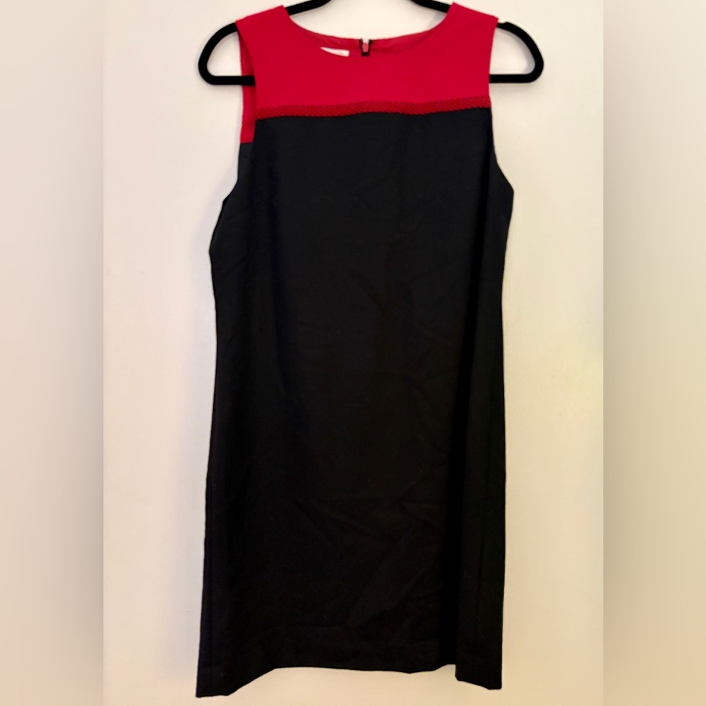 NWT Talbots Red and Black Wool Sheath Dress, Size 8P